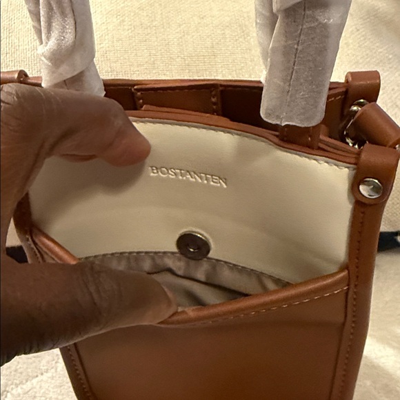 Bostanten Two-Tone  Brown and Cream Crossbody Bag NWT - Picture 5 of 9